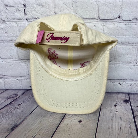 Browning Hat Strap Back Yellow Women Cap One Size Fits All Embroidered Logo Cute - Picture 9 of 11